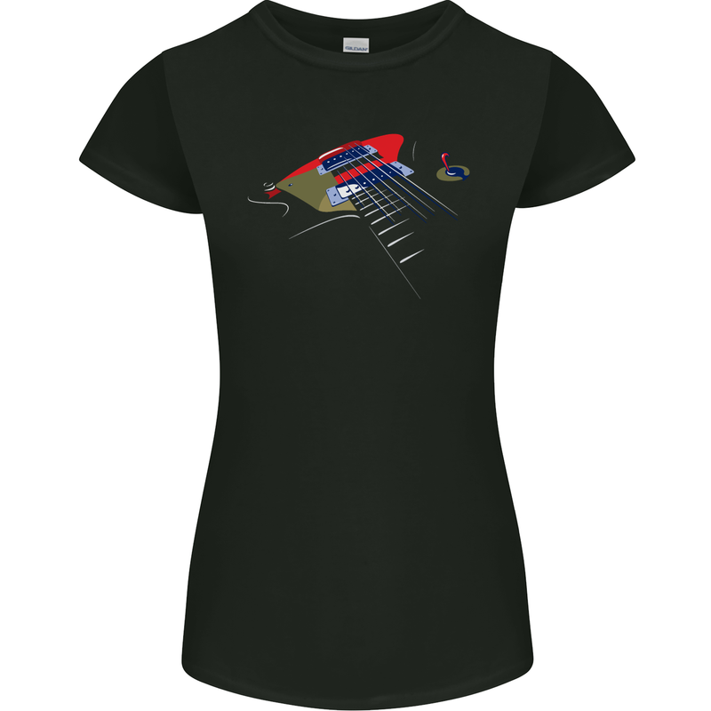 Guitar Perspective Guitarist Bass Electric Womens Petite Cut T-Shirt Black