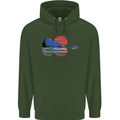 Guitar Reflection Guitarist Acoustic Bass Childrens Kids Hoodie Forest Green