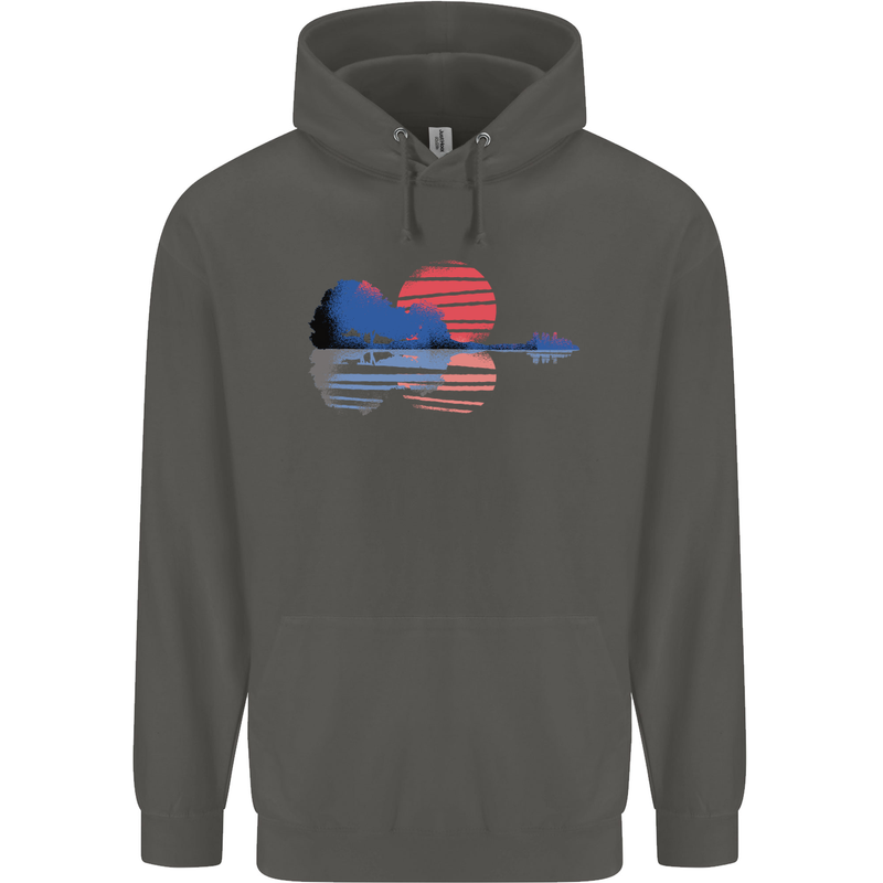 Guitar Reflection Guitarist Acoustic Bass Childrens Kids Hoodie Storm Grey
