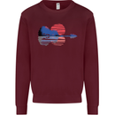 Guitar Reflection Guitarist Acoustic Bass Kids Sweatshirt Jumper Maroon