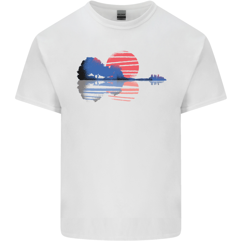 Guitar Reflection Guitarist Acoustic Bass Kids T-Shirt Childrens White