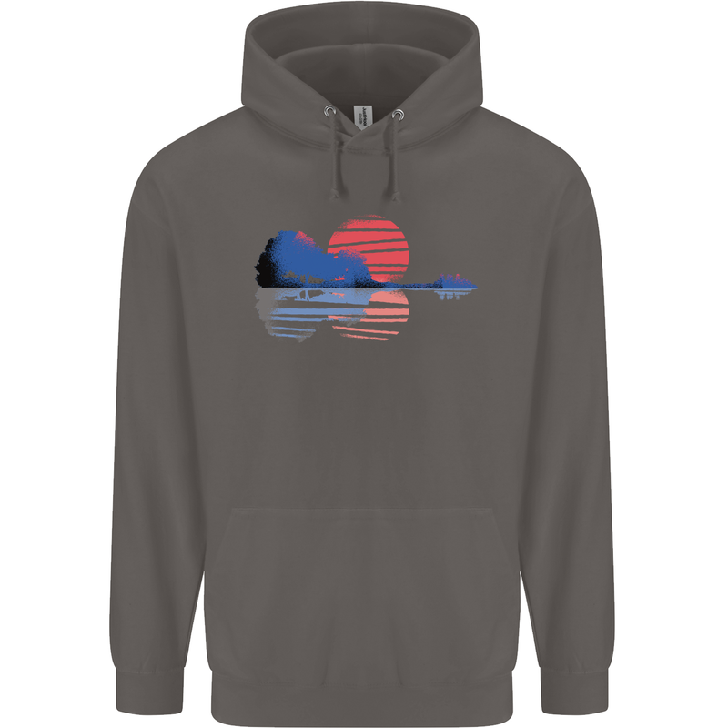 Guitar Reflection Guitarist Acoustic Bass Mens 80% Cotton Hoodie Charcoal