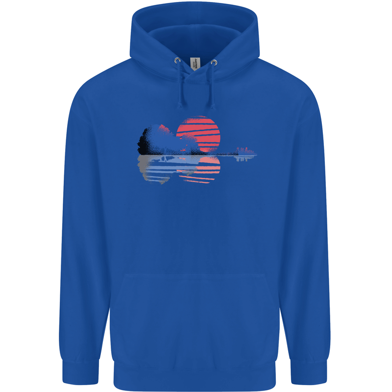 Guitar Reflection Guitarist Acoustic Bass Mens 80% Cotton Hoodie Royal Blue