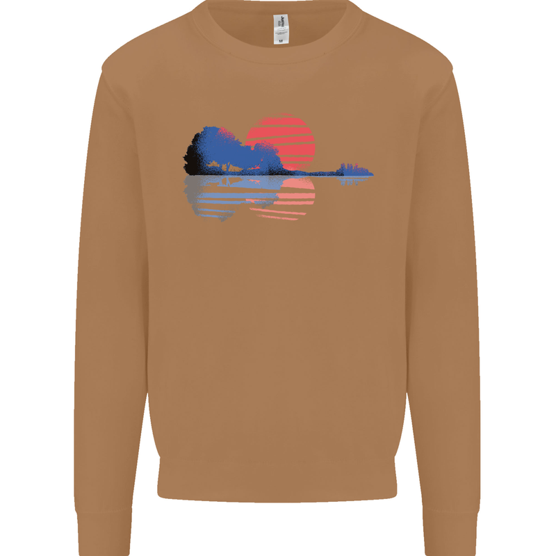 Guitar Reflection Guitarist Acoustic Bass Mens Sweatshirt Jumper Caramel Latte