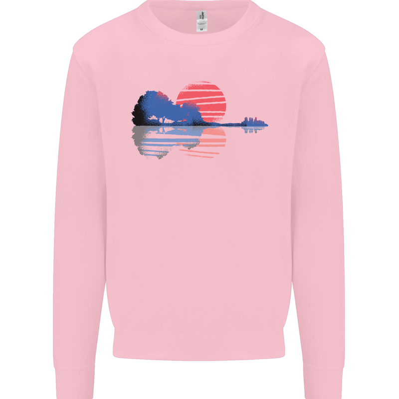 Guitar Reflection Guitarist Acoustic Bass Mens Sweatshirt Jumper Light Pink