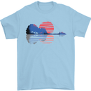Guitar Reflection Guitarist Acoustic Bass Mens T-Shirt Cotton Gildan Light Blue