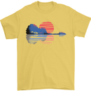 Guitar Reflection Guitarist Acoustic Bass Mens T-Shirt Cotton Gildan Yellow