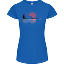 Guitar Reflection Guitarist Acoustic Bass Womens Petite Cut T-Shirt Royal Blue