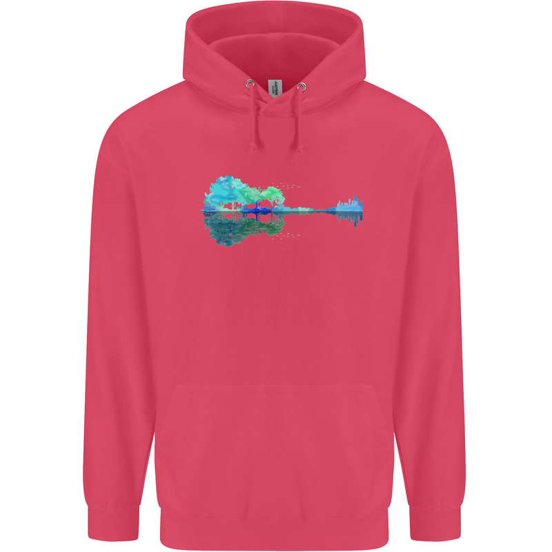 Guitar Reflection Guitarist Bass Acoustic Childrens Kids Hoodie Heliconia