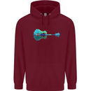 Guitar Reflection Guitarist Bass Acoustic Childrens Kids Hoodie Maroon