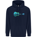 Guitar Reflection Guitarist Bass Acoustic Childrens Kids Hoodie Navy Blue