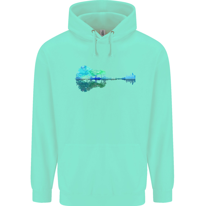 Guitar Reflection Guitarist Bass Acoustic Childrens Kids Hoodie Peppermint