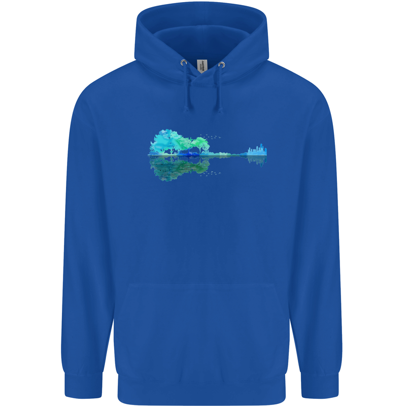 Guitar Reflection Guitarist Bass Acoustic Childrens Kids Hoodie Royal Blue