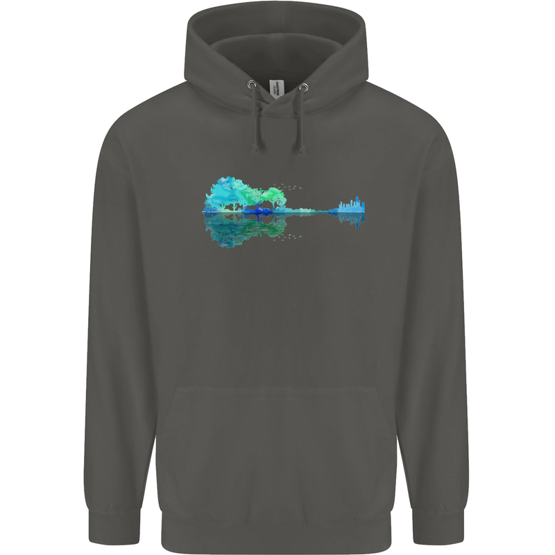 Guitar Reflection Guitarist Bass Acoustic Childrens Kids Hoodie Storm Grey
