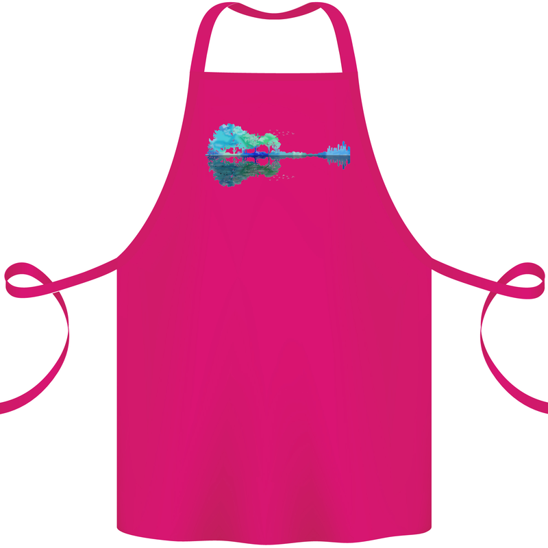 Guitar Reflection Guitarist Bass Acoustic Cotton Apron 100% Organic Pink