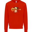 Guitar Reflection Guitarist Bass Acoustic Kids Sweatshirt Jumper Bright Red