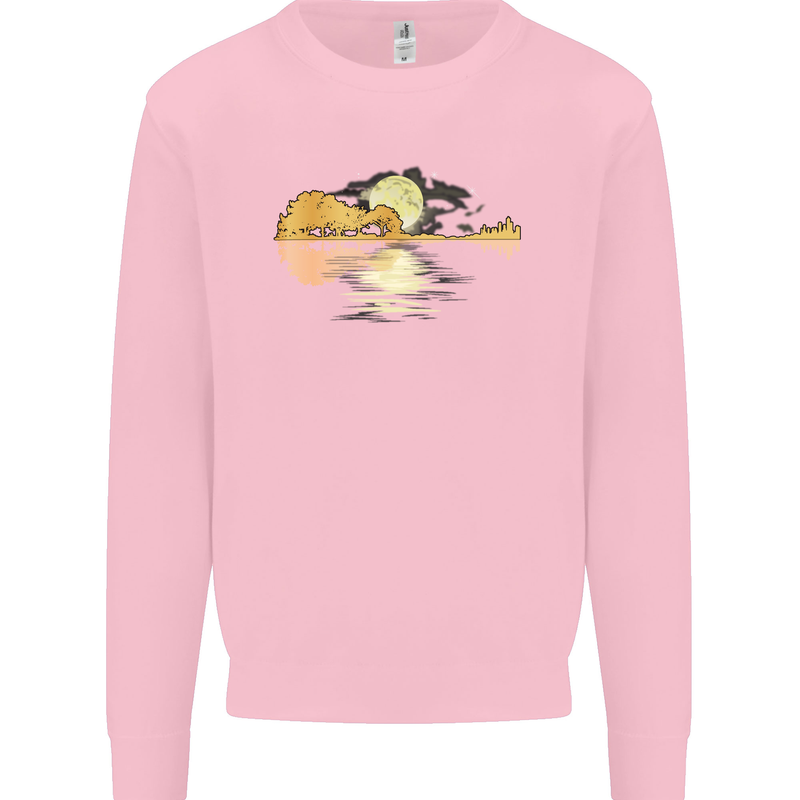 Guitar Reflection Guitarist Bass Acoustic Kids Sweatshirt Jumper Light Pink
