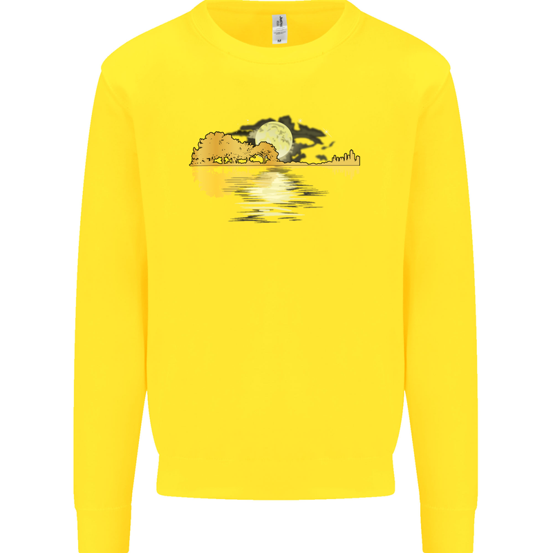 Guitar Reflection Guitarist Bass Acoustic Kids Sweatshirt Jumper Yellow