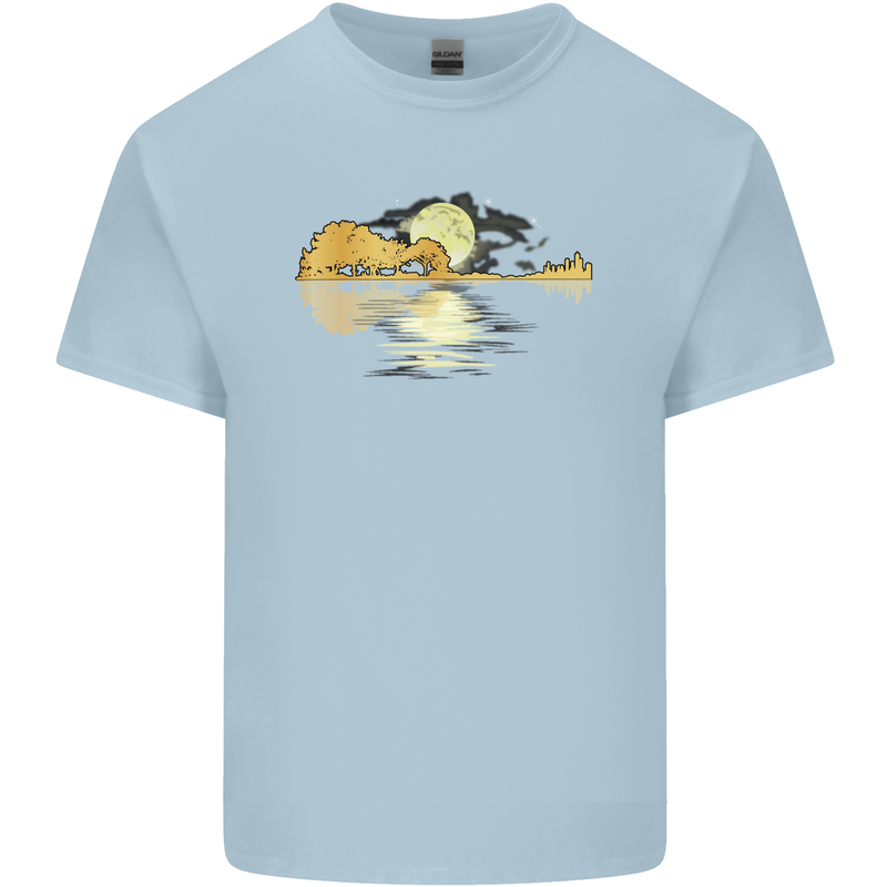 Guitar Reflection Guitarist Bass Acoustic Kids T-Shirt Childrens Light Blue