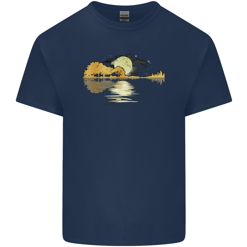 Guitar Reflection Guitarist Bass Acoustic Kids T-Shirt Childrens Navy Blue