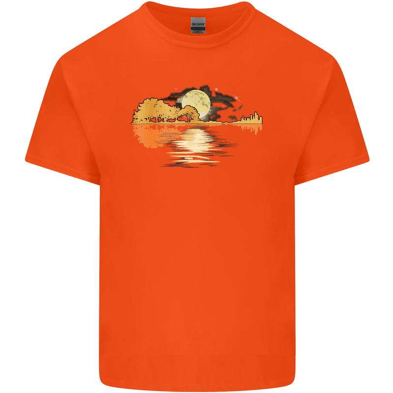 Guitar Reflection Guitarist Bass Acoustic Kids T-Shirt Childrens Orange