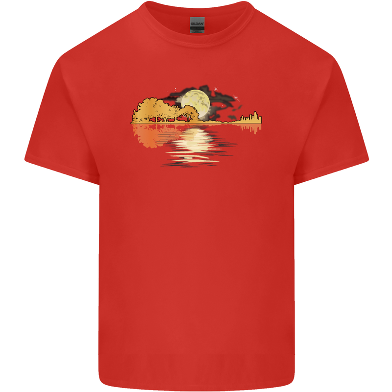 Guitar Reflection Guitarist Bass Acoustic Kids T-Shirt Childrens Red