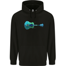 Guitar Reflection Guitarist Bass Acoustic Mens 80% Cotton Hoodie Black