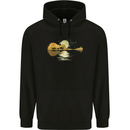 Guitar Reflection Guitarist Bass Acoustic Mens 80% Cotton Hoodie Black