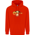 Guitar Reflection Guitarist Bass Acoustic Mens 80% Cotton Hoodie Bright Red