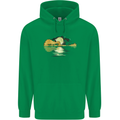 Guitar Reflection Guitarist Bass Acoustic Mens 80% Cotton Hoodie Irish Green