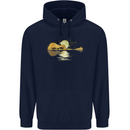 Guitar Reflection Guitarist Bass Acoustic Mens 80% Cotton Hoodie Navy Blue