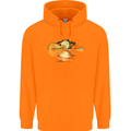 Guitar Reflection Guitarist Bass Acoustic Mens 80% Cotton Hoodie Orange