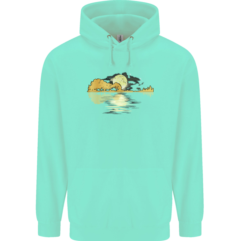 Guitar Reflection Guitarist Bass Acoustic Mens 80% Cotton Hoodie Peppermint