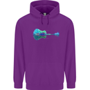 Guitar Reflection Guitarist Bass Acoustic Mens 80% Cotton Hoodie Purple