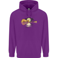Guitar Reflection Guitarist Bass Acoustic Mens 80% Cotton Hoodie Purple
