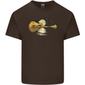 Guitar Reflection Guitarist Bass Acoustic Mens Cotton T-Shirt Tee Top Dark Chocolate