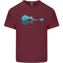 Guitar Reflection Guitarist Bass Acoustic Mens Cotton T-Shirt Tee Top Maroon