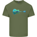 Guitar Reflection Guitarist Bass Acoustic Mens Cotton T-Shirt Tee Top Military Green