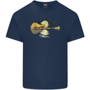 Guitar Reflection Guitarist Bass Acoustic Mens Cotton T-Shirt Tee Top Navy Blue