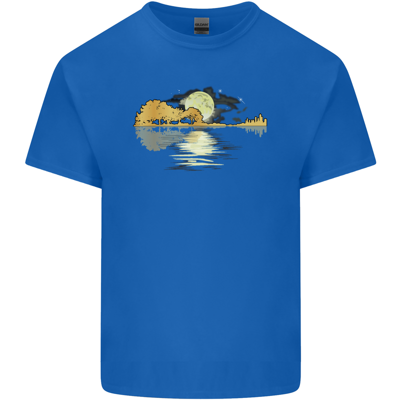Guitar Reflection Guitarist Bass Acoustic Mens Cotton T-Shirt Tee Top Royal Blue