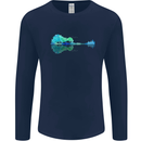 Guitar Reflection Guitarist Bass Acoustic Mens Long Sleeve T-Shirt Navy Blue