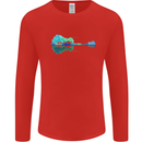 Guitar Reflection Guitarist Bass Acoustic Mens Long Sleeve T-Shirt Red