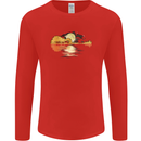 Guitar Reflection Guitarist Bass Acoustic Mens Long Sleeve T-Shirt Red