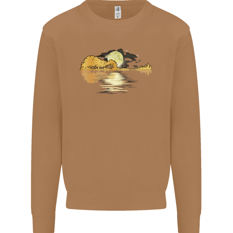 Guitar Reflection Guitarist Bass Acoustic Mens Sweatshirt Jumper Caramel Latte