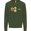 Guitar Reflection Guitarist Bass Acoustic Mens Sweatshirt Jumper Forest Green
