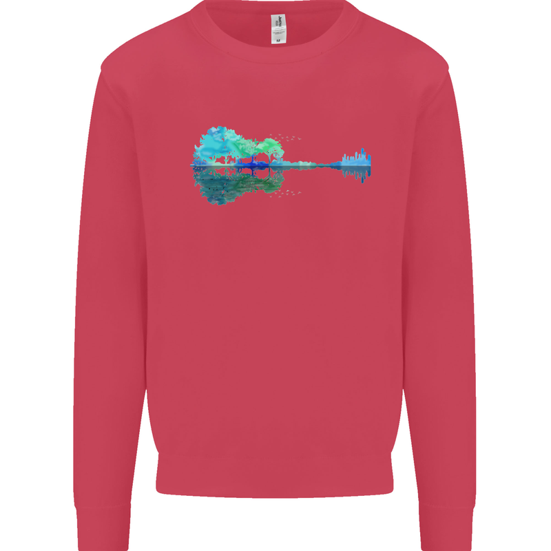 Guitar Reflection Guitarist Bass Acoustic Mens Sweatshirt Jumper Heliconia