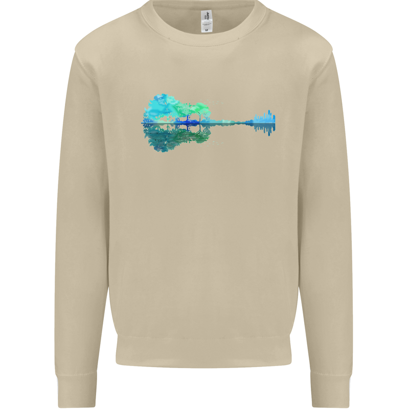 Guitar Reflection Guitarist Bass Acoustic Mens Sweatshirt Jumper Sand