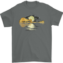 Guitar Reflection Guitarist Bass Acoustic Mens T-Shirt Cotton Gildan Charcoal