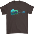 Guitar Reflection Guitarist Bass Acoustic Mens T-Shirt Cotton Gildan Dark Chocolate