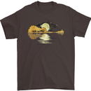 Guitar Reflection Guitarist Bass Acoustic Mens T-Shirt Cotton Gildan Dark Chocolate